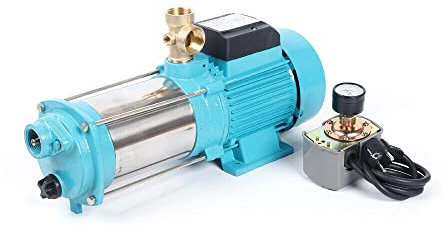 TaNeHaKi Selbstansaugend Kreiselpumpe,1300w Wasserpumpe Hauswasserwerk,Gartenpumpe Mit Druckschalter Und Manometer,4000 Liter/Stunde,Saugpumpe