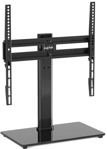 suptek Support TV sur Pied pour écrans Plats incurvés LED OLED 26-55 Pouces jusqu'à 45 kg, Pied TV réglable en Hauteur, Pied TV Universel, Max VESA 400x400mm, TS202