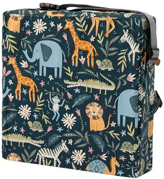 FANSU Kinder Sitzkissen Sitzerhöhung Stuhl Kind, Baby Sitzkissen Karikatur Quadrat Verstellbar Zerlegbar Kleinkinder Esszimmerstuhl ErhöHen Pad Esszimmer Boostersitze (Dinosaurier)
