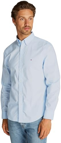 Tommy Hilfiger Uomo Camicia Flex Poplin Polka DOT Regular Fit, Blu (Sweet Blue/White DOT), S