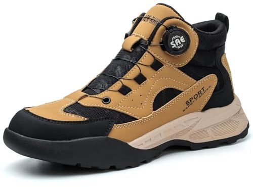 Blacklonng Safety Boots for Men Women Steel Toe Cap Boots Waterproof Work Boots Non Slip Wide fit Resistant Ladies Safety Trainers Work Shoes Yellow K43