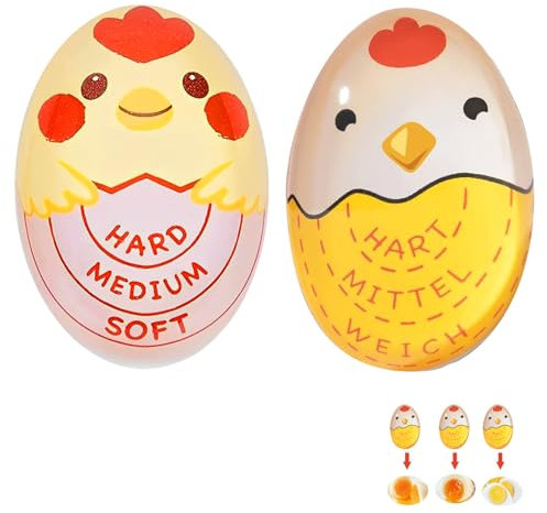 2 Stück Eieruhr zum Mitkochen(Hart/Mittel/Weich), Egg Timer, küchen Gadgets, Gadget, küchengadgets, Timer für Gekochte Eier, Neuzeit Eieruhr, für Zuhause, Schule,Restaurant