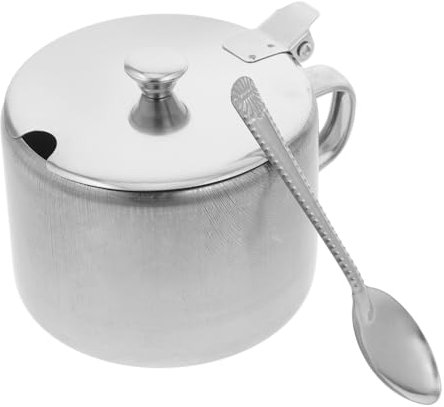 KICHOUSE Azucarero De Acero Inoxidable Con Asa Y Cuchara Tarro Para Condimentos Cocina Multifuncional Recipiente Para Azúcar Y Especias Fresco Y Compacto