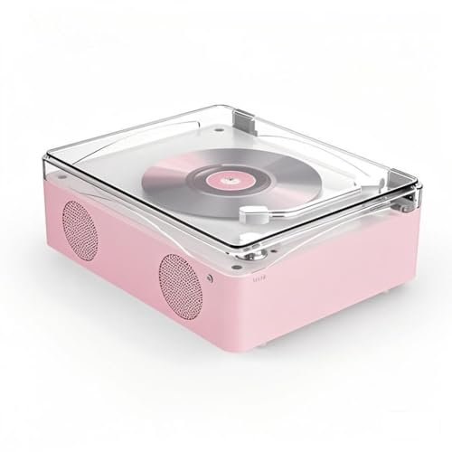 LHQYA Lecteur CD Rétro, Radio À Disque Vinyle avec Télécommande, Performances Stables/réglage par Bouton/Haut-parleurs Stéréo Intégrés/Faible Bruit, pour Salle D'étude
