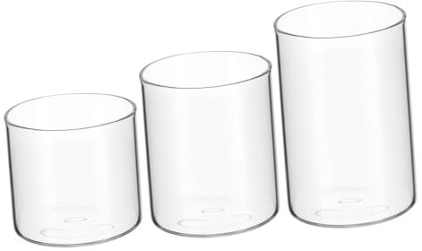 VICASKY Portacandele Tealight Trasparente in Vetro Resistente al Calore, Bicchiere Porta Candela da Tavolo per Serate Speciali, Set da 3 Pezzi, Decorazione Casa e Feste
