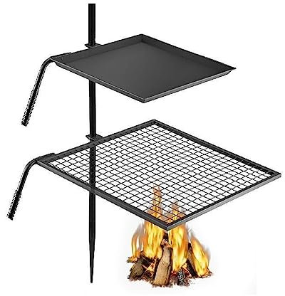Supporto for griglia a carbone girevole singolo a doppio strato Griglie for carne in carbonio Barbecue for falò for cucinare all'aperto con barbecue a fiamma Utensili elettrici, da giardino e manuali(