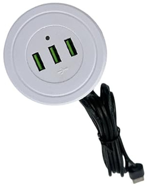 TEMOOUES Presa USB doppia da incasso 2 prese 1,7 metri cavo tipo B adattatore di ricarica per smartphone tablet dispositivi presa di alimentazione USB da incasso