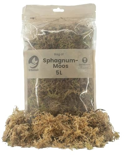 Sybotanica - Sphagnum Moos Pflanzen 5L – Natürliches Niederländisches Moos für Orchideen, Monstera & Terrarien - Hält Feuchtigkeit, Fördert Wurzelwachstum - Sphagnum Moss Für Pflanzenliebhaber