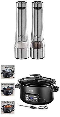 Russell Hobbs Set de Cuisine Mijoteur 3en1 Fonction Sous Vide et Moulin Electrique Sel Poivre - 23460-56 et 25630-56