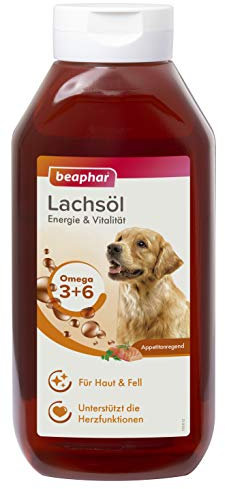 BEAPHAR - Lachsöl Für Hunde Und Katzen - Energie Und Vitalität - Ideal Für Eine BARF-Ernährung Geeignet - Unterstützt Herz, Haut Und Fell - Mit Omega 3 Und Omega 6 - Täglicher Vitamingenuss - 940ml