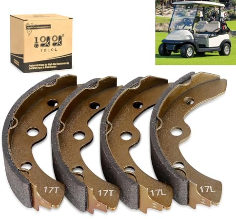 10L0L Golf Cart Brake Shoes for Club Car DS 1995-up, Precedent 2004-up, for Yamaha G1 G2 G8 G9, EZGO 1986.5-1996, Replaces OEM 1018232-01, 23364G1, 27249G01, J17-25340-00, Set of 4 (2 Short & 2 Long)