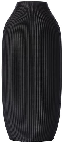 Blumenvase/Dekovase Stella M 22,5 cm für Schnitt-/ Trockenblumen | nachhaltig | Deko Vase Pampasgras (Schwarz)