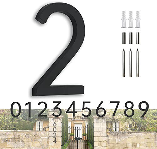 House Numbers Large Door Number Black House Number 7 Inch Metal House Numbers 3D Floating Exterior Modern Address Numbers 2