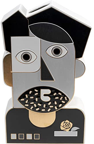 Kare Design Vase Abstract Gentleman, schwarz/weiß/grau, Blumenvase, Dekorationsvase, Gefäß für Blumen, Tischvase, 43cm