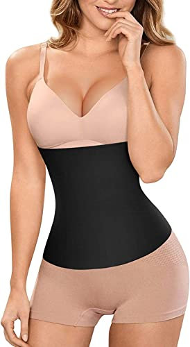 CHUMIAN Korsage Bauchweg Damen Waist Trainer Korsett Postpartum Belly wrap Bauchband Taillenformer Shapewear Unterbrust Corsage bauchweggürtel (Schwarz, XS)