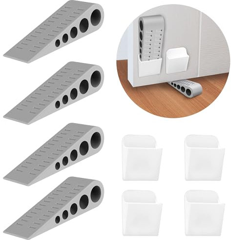 Winter Shore Cale Porte en Caoutchouc Noir avec Supports [Lot de 4] - Bloque Porte Robuste pour Espaces de Porte Jusqu'à 3 cm - Évite les Claquements de Porte, Fonctionne sur Tous Types de Surfaces