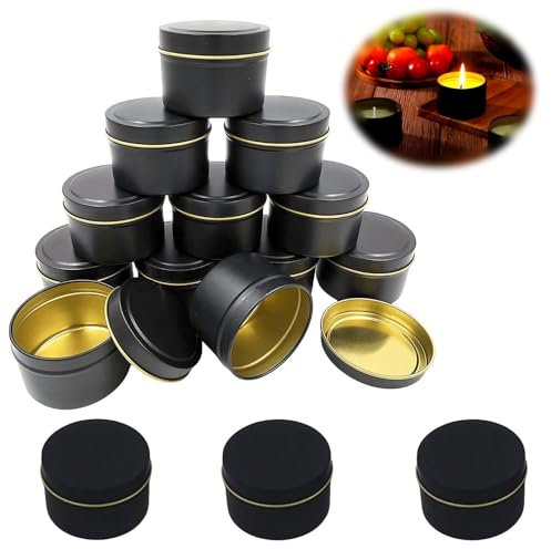 HJYDGJ Tarros vacíos con tapa, 15 tarros de velas vacíos con tapa, latas vacías para velas, tapas de rosca, latas de metal de 50 x 40 mm para velas artesanales, joyas, fabricación de velas
