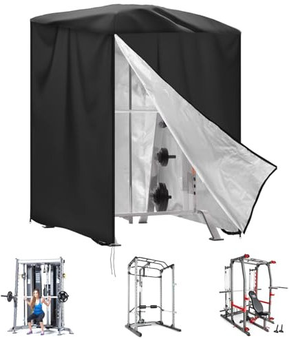 KY-HUAEN Outdoor Gym Equipment Cover with 4 Zipper(Cover Only) ，83.5 H x 47 L x 67.7 W Power Cage Cover Squat Rack/Weight Lifting Rack/Home Gym Workout Equipment-Indoor or Outdoor