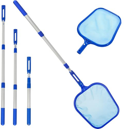 Aggiornamento Piscina Retino Rete con 108CM Asta Telescopica per Stagno Foglia Reti Rake Rete per La Pulizia della Superficie della Piscina, Idromassaggio, Pulizia Veloce fuori terra