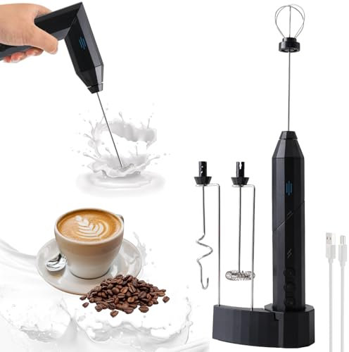 IRIXUDOR Montalatte Elettrico Frullino Elettrico, Frullino Montalatte Pieghevole con Ricarica USB-C, Regolabile a 3 Velocità, con 3 Fruste in Acciaio Inossidabile, per Caffè, Matcha, Cioccolata Calda