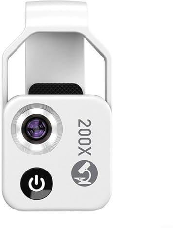 Microscope portable pour téléphone portable 200X USB Microscope numérique HD avec LED pour enfants, adolescents, étudiants, adultes (blanc)