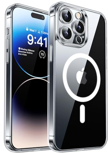 CANSHN Magnetica Cover per iPhone 14 Pro(6,1 Pollici), [Protezione Completa Della Fotocamera] Custodia Protettiva Antiurto per Telefono,Trasparente
