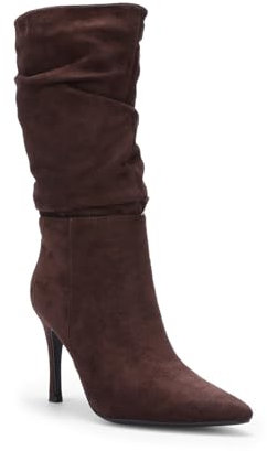 La Modeuse - Stivali, Punta a punta, Tacco sottile e ago, altezza tacco: 10 cm, altezza gambo: 26 cm, suola interna ed esterna: sinteticaTour di Mollet (taglia 38): 37 cm, marrone, 40 EU