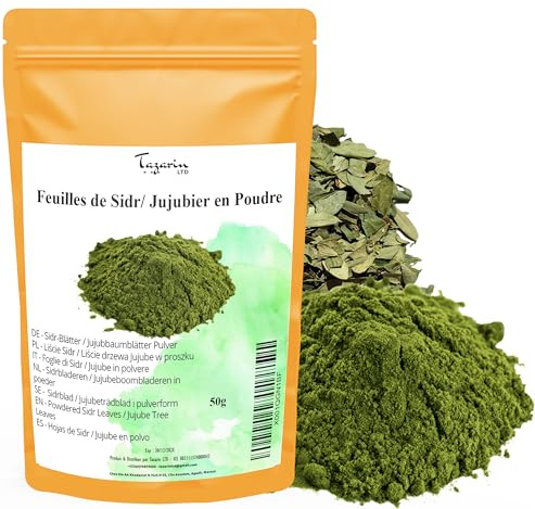 50g Feuilles de Sidr/Jujubier Moulues - Poudre de Jujubier - Arôme & Goût Intense - 100% Naturel, Pur et Sans Additifs