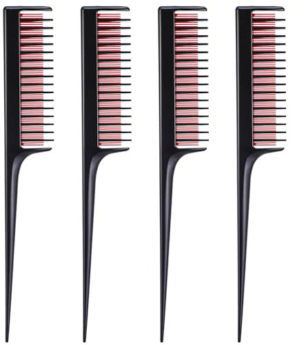 Wanmu 4 Stück Toupierkamm Haarkamm Toupierbürste Friseur Kamm Stielkamm Strähnenkamm Styling Kamm Rückkamm für Frauen