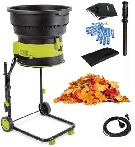Oiyekntd Trituradora eléctrica de Hojas para jardín, trituradora de 2500 W para Hojas y Ramas para triturado, compostaje y Limpieza del jardín, con Ruedas y Bolsa de Almacenamiento,60m-Power-Cord