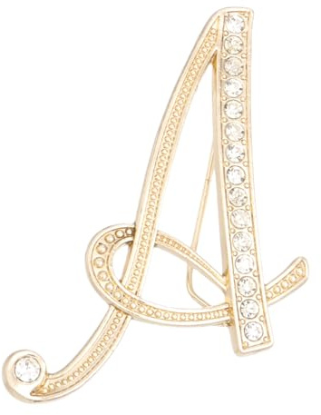 PATIKIL Spille Lettera, Iniziale Alfabeto A Strass in Metallo e Cristallo con Alfabeto A-Z Spilla Gioiello per Vestiti Donna Regalo Cappello Cappotto Artigianato, Tono Oro