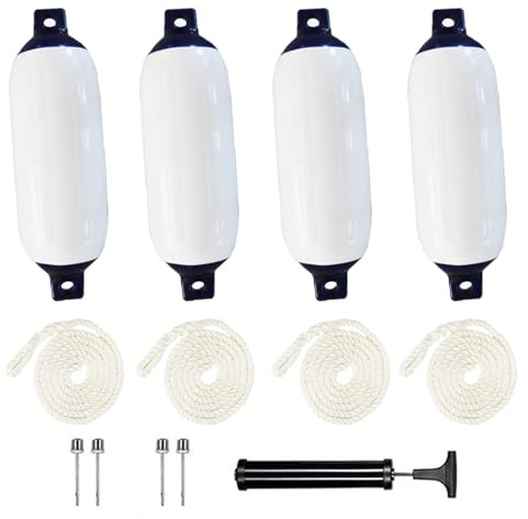 Defensas Para Barcos,Juego De Guardabarros 4 PCS(Incluidos Los Conductos De Guardabarros),Incluye Bomba,Cuatro Pasadores De Aire,Anticolisión,Para Embarcaciones y Puertos Deportivos De 3 a 6 m