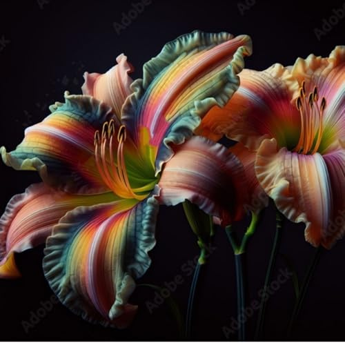 Hemerocallis de lirio de día- La mejor opción para la decoración del jardín. - Pétalos de colores variados （NVNJHJN）.-15 bulbos-D