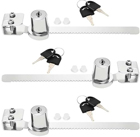 3 PCS Door Lock with Key, Glass Cabinet Lock Sliding Door Locks, Vivarium Accessories Applicable to Glass Display Cabinets Glasss Cabinet Display Cabinets with Glasss Doors Displays Window Ect