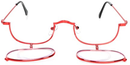 KoKoBin Occhiali da lettura in metallo per trucco da donna Specchio da trucco rotante portatile (Rosso, 3, x)