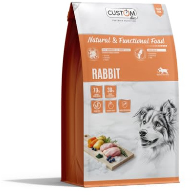 Custom Diet - Rabbit Adulto 10 kg – Pienso Hipoalergénico con Carne de Conejo y Pato para Perros Adultos, Digestión Suave, Piel y Pelaje Saludables