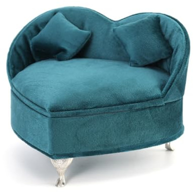 Baoblaze Boîte à Bijoux Femme Organiseur Coffret Rangement Tiroirs Étui Velours Design Élégant sur Pieds Métal Protection des, Vert Paon, Fauteuil 11.5 8.5 10cm