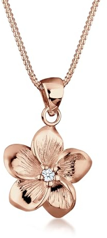 Elli DIAMONDS Halskette Damen Frangipani Blüte Diamant (0.03 ct ) in 925 Sterling Silber Rosé vergoldet