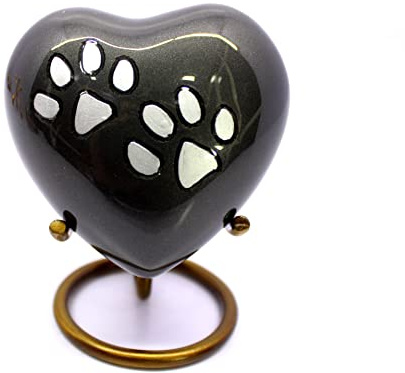 eSplanade Urna de cremación de Mascotas Urnas conmemorativas Contenedor Frasco para recipientes | Urna De Latón | Urna de Metal | Urna de entierro | Recuerdo conmemorativo (Gris con Soporte)