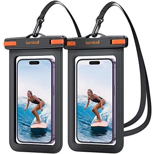 Lamicall wasserdichte Handyhülle, Unterwasser Handytasche - [Bis zu 8 Zoll] IPX8 Wasserfeste Hülle für Schwimmen, 2 Stück Waterproof Phone Case für iPhone 17 16 15 14 13 Pro Max, Samsung, Smartphone