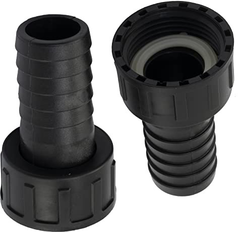 AERZETIX - C63565 - Lot de 2 Raccord femelle cannelés droit 1'' x 25 mm à écrou - filetage interne - adaptateur connecteur système circuit d'irrigation arrosage pompe - en plastique - couleur noir