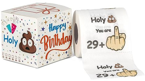 Originale divertente carta igienica per il 30° compleanno - 29 + 1 - compleanno per donne e uomini - decorazione 30° compleanno con confezione - articolo scherzo - 1 rotolo da 200 fogli morbidi a 3