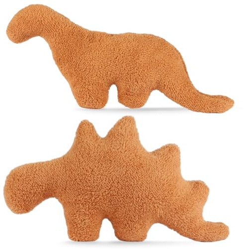Rierousy Pack of 2 Dino Nugget Cushions, Dino Chicken Nugget Pillow, Dino Nuggets Cuddly Toy, Dinosaur Stuffed Toy Dino for Children, Creative Birthday Gifts