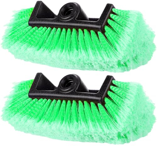 Tanlade 2 Pcs Car Wash Brush Heads Soft Bristle Flow Thru,10 Inch,Green