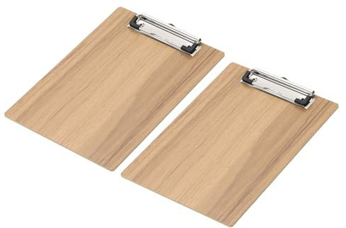 PATIKIL 8,9x6,3 Holz-Schreibbrett, 2 Stück A4 Briefgröße Klemmbretter aus Hartfaserplatte mit flachem Clip für Büro, Klassenzimmer, Kirschholz-Textur