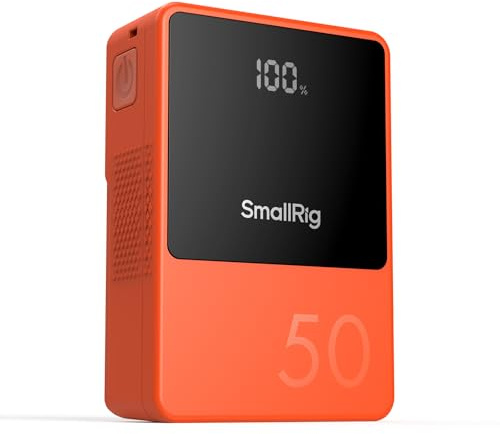 SMALLRIG VB50 Batteria V Mount con Display OLED, 3400 mAh Batteria V Lock Portatile con Porta USB-C/USB-A/D-TAP/DC8V/DC12V/BP, 45W Ricarica Rapida PD Bidirezionale, per Camera/Monitor, Arancia - 4871