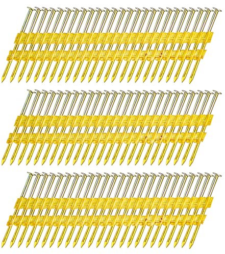 meite 21 Degree Framing Nails 2-3/8 Inch, Full Round Head Galvanized Nails, Smooth Shank Plastic Collated Framing Nails for Framing Nailer Gun (2,000 Counts)