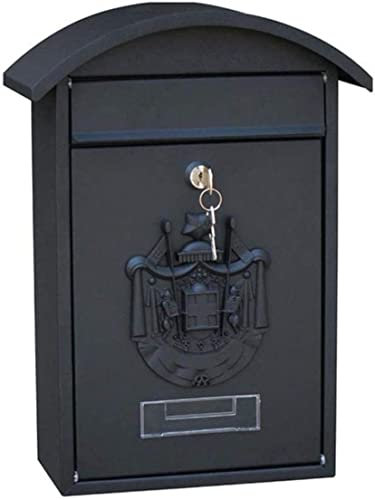 Wall-Mount Mailbox Classic Wall Mounted Mailbox Postbox Outdoor Weatherproof Letterbox Parcel Drop Box Front Door Lockable Safe Secure Mail Post Letter Box-Black A