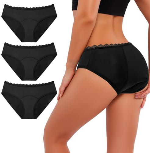 TrueEase Mutande Assorbenti Mestruali, 25ML Assorbenza, Slip Mestruale a Prova di Perdite a 4 Strati per Periodo, Postpartum, Recupero, Intima Mestruale con Borsa per la Biancheria-XL
