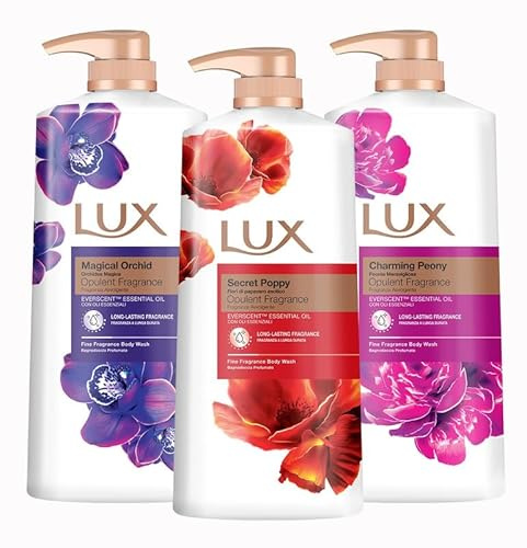 Lux Magical Orchid Body Wash 1L (1 Pack) & Secret Poppy BodyWash 1L (1 Pack) & Lux Charming Peony Body Wash 1L (1Pack) (Total 3 Packs)